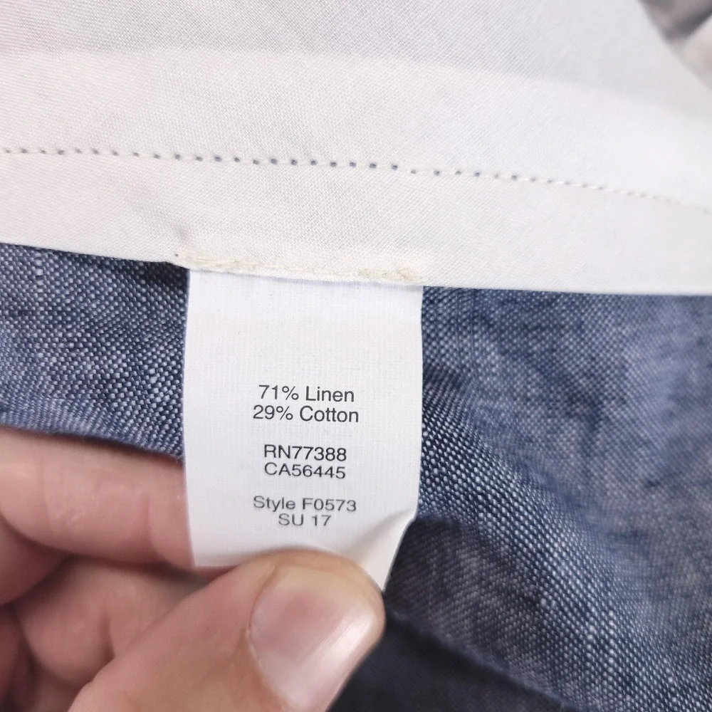 J.CREW Pants Mens 33x32 Blue The Sutton Slim Linen Cotton Chambray Chino F0573